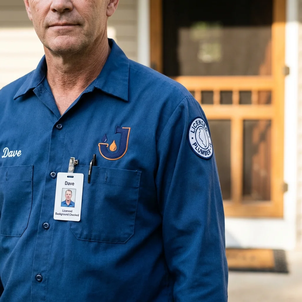 Licensed plumber showing ID badge in Oakmont, PA