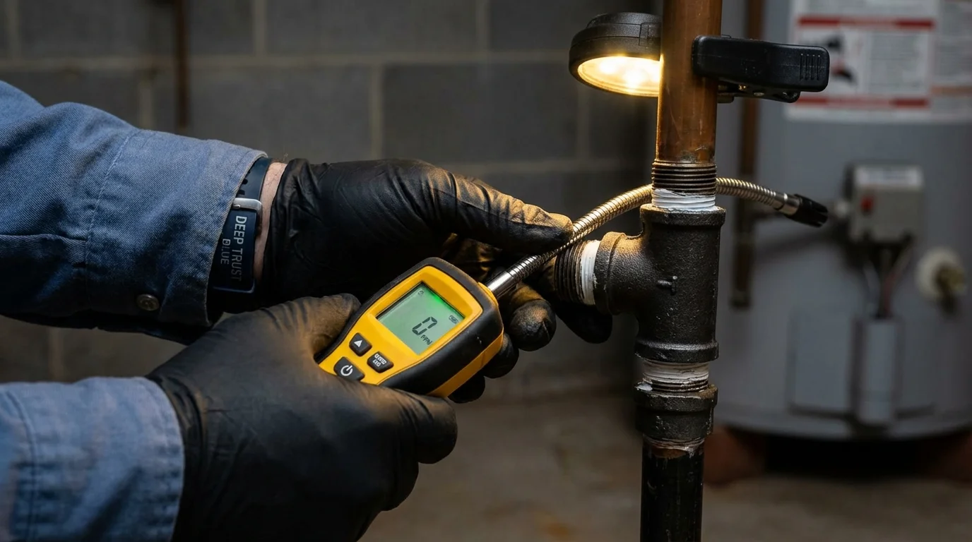 Gas leak detection with electronic sniffer by Johns Plumbing LLC in Oakmont