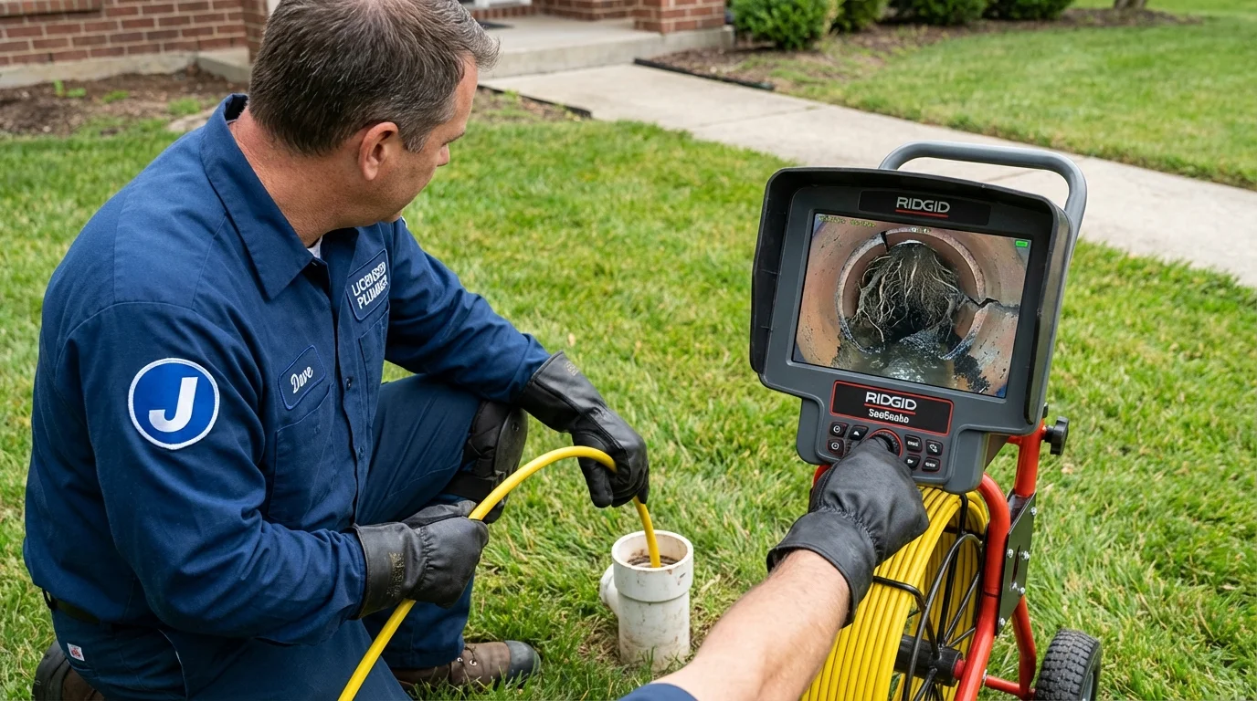 Sewer camera inspection being performed by Johns Plumbing LLC in Oakmont